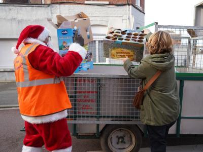La calèche du Père Noël a sillonné la Ville pour collecter papiers et cartons © Ville de La Madeleine